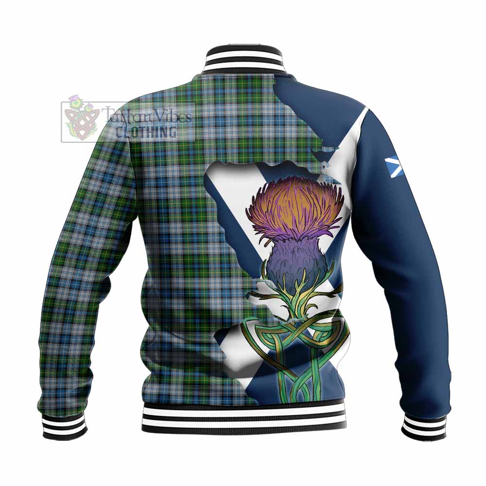 Tartan Vibes Clothing MacNeil (McNeil) Tartan Family Crest Baseball Jacket Scottish Thistle Celtic Inspired