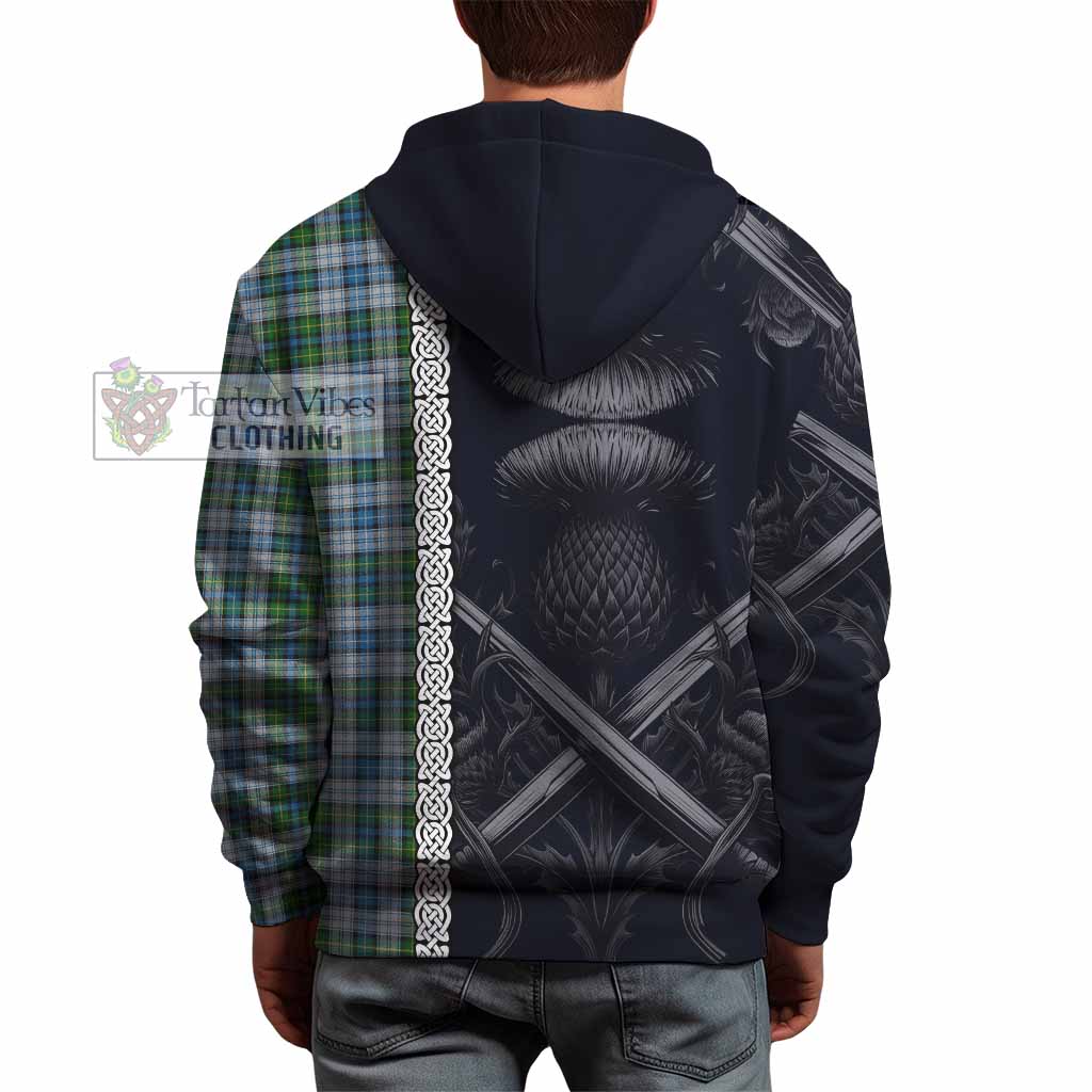 Tartan Vibes Clothing MacNeil (McNeil) Tartan Hoodie with Family Crest Cross Sword Thistle Celtic Vibes