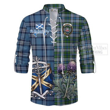 Tartan Vibes Clothing MacNeil (McNeil) Tartan Ghillie Kilt Shirt Happy St. Andrew's Day Half Tartan Style