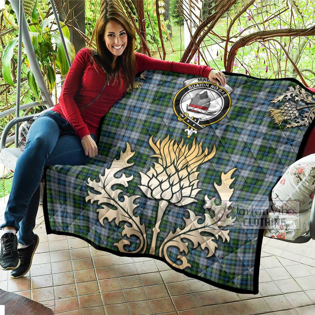 Tartan Vibes Clothing MacNeil (McNeil) Tartan Quilt with Family Crest and Golden Thistle Style