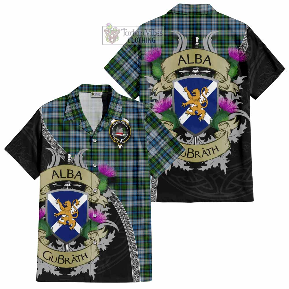Tartan Vibes Clothing MacNeil (McNeil) Tartan Family Crest Short Sleeve Button Shirt Lion Rampant Royal Thistle Shield Celtic Inspired