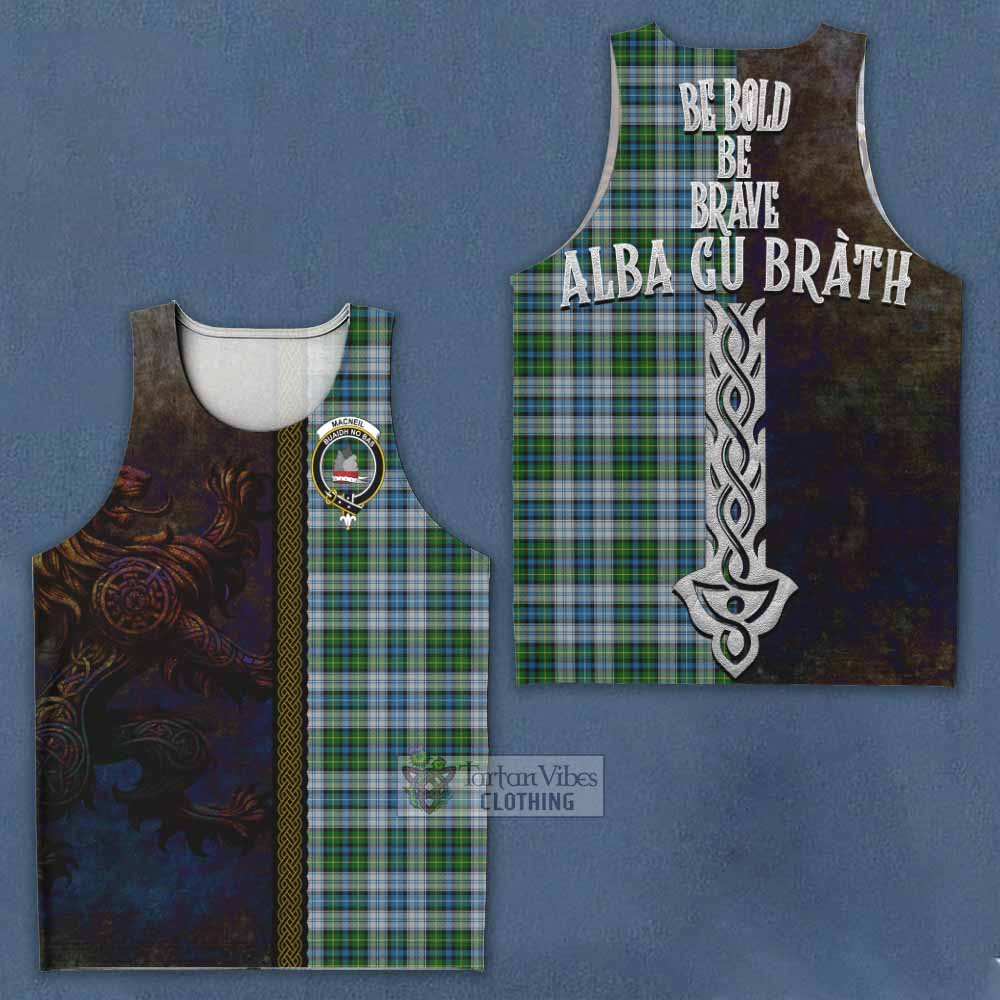 Tartan Vibes Clothing MacNeil (McNeil) Tartan Family Crest Men's Tank Top Alba Gu Brath Be Brave Lion Ancient Style