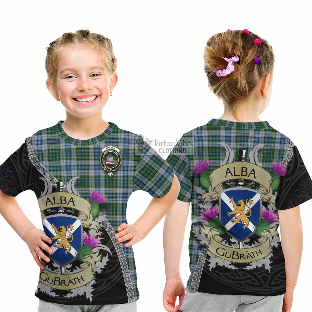 Tartan Vibes Clothing MacNeil (McNeil) Tartan Family Crest Kid T-Shirt Lion Rampant Royal Thistle Shield Celtic Inspired