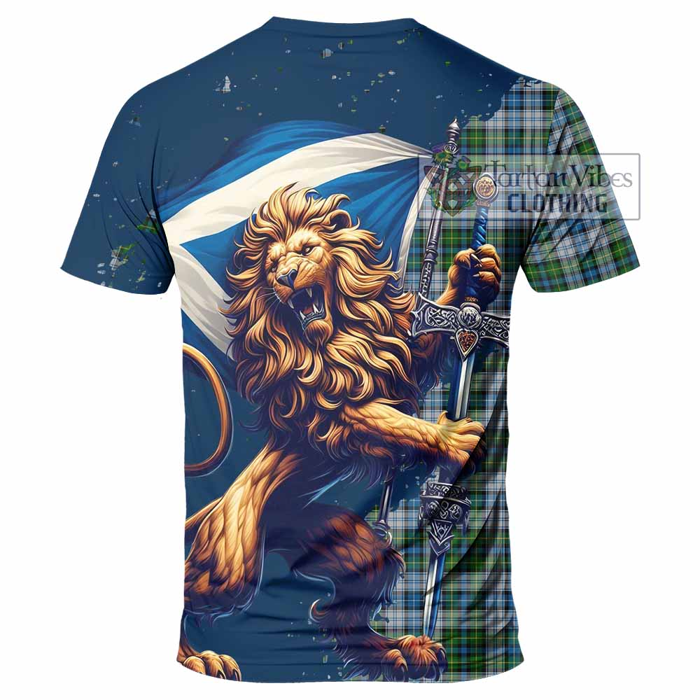 Tartan Vibes Clothing MacNeil (McNeil) Tartan Family Crest T-Shirt with Scottish Majestic Lion