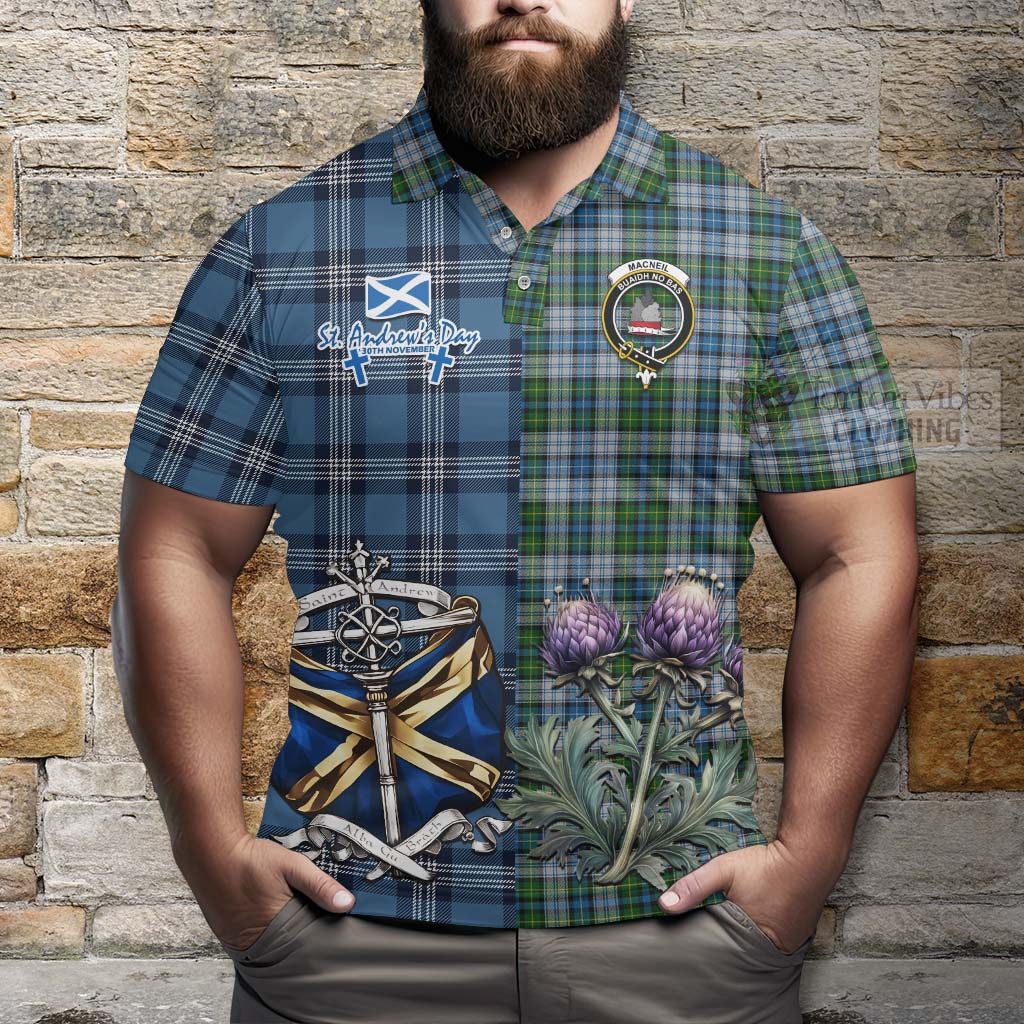 Tartan Vibes Clothing MacNeil (McNeil) Tartan Polo Shirt Happy St. Andrew's Day Half Tartan Style