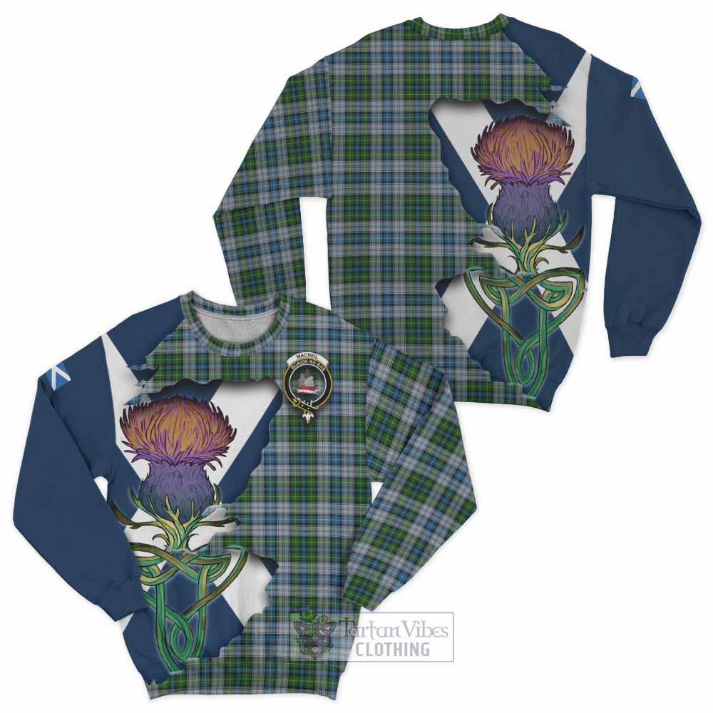 Tartan Vibes Clothing MacNeil (McNeil) Tartan Family Crest Sweatshirt Scottish Thistle Celtic Inspired