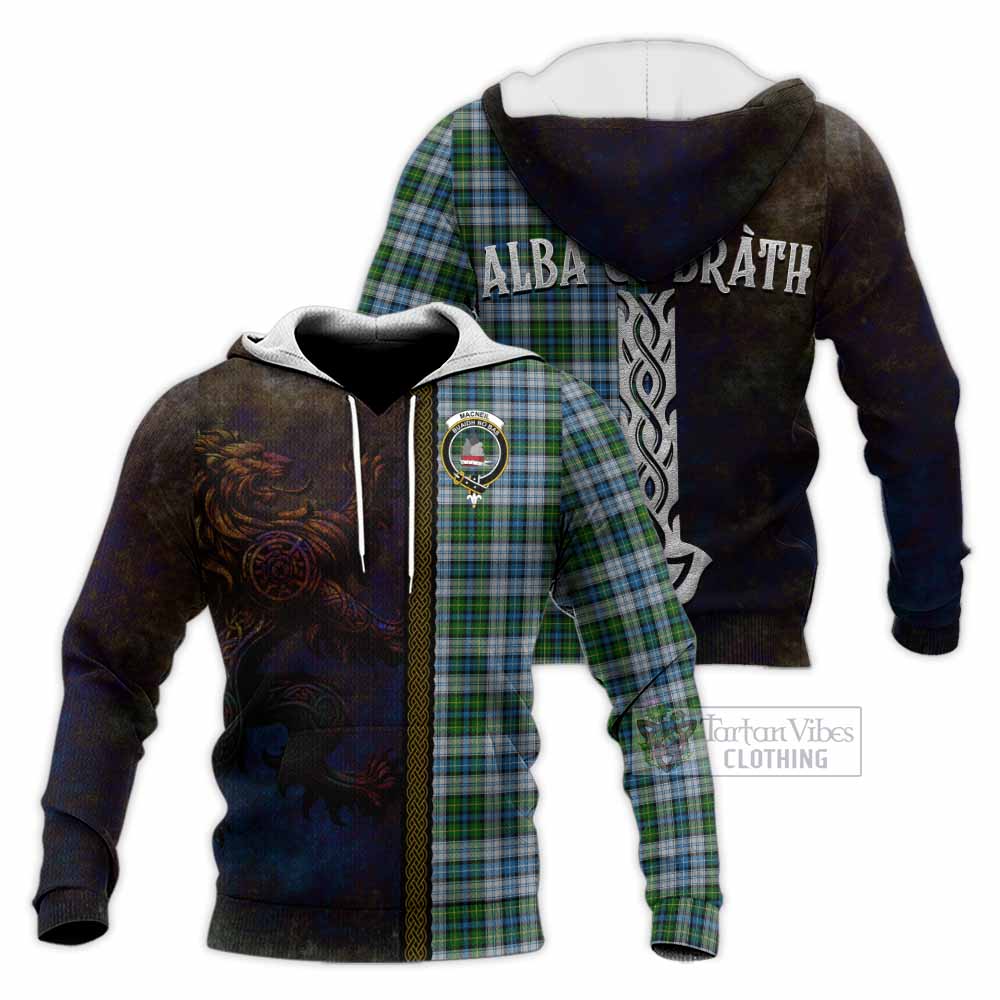 Tartan Vibes Clothing MacNeil (McNeil) Tartan Family Crest Knitted Hoodie Alba Gu Brath Be Brave Lion Ancient Style