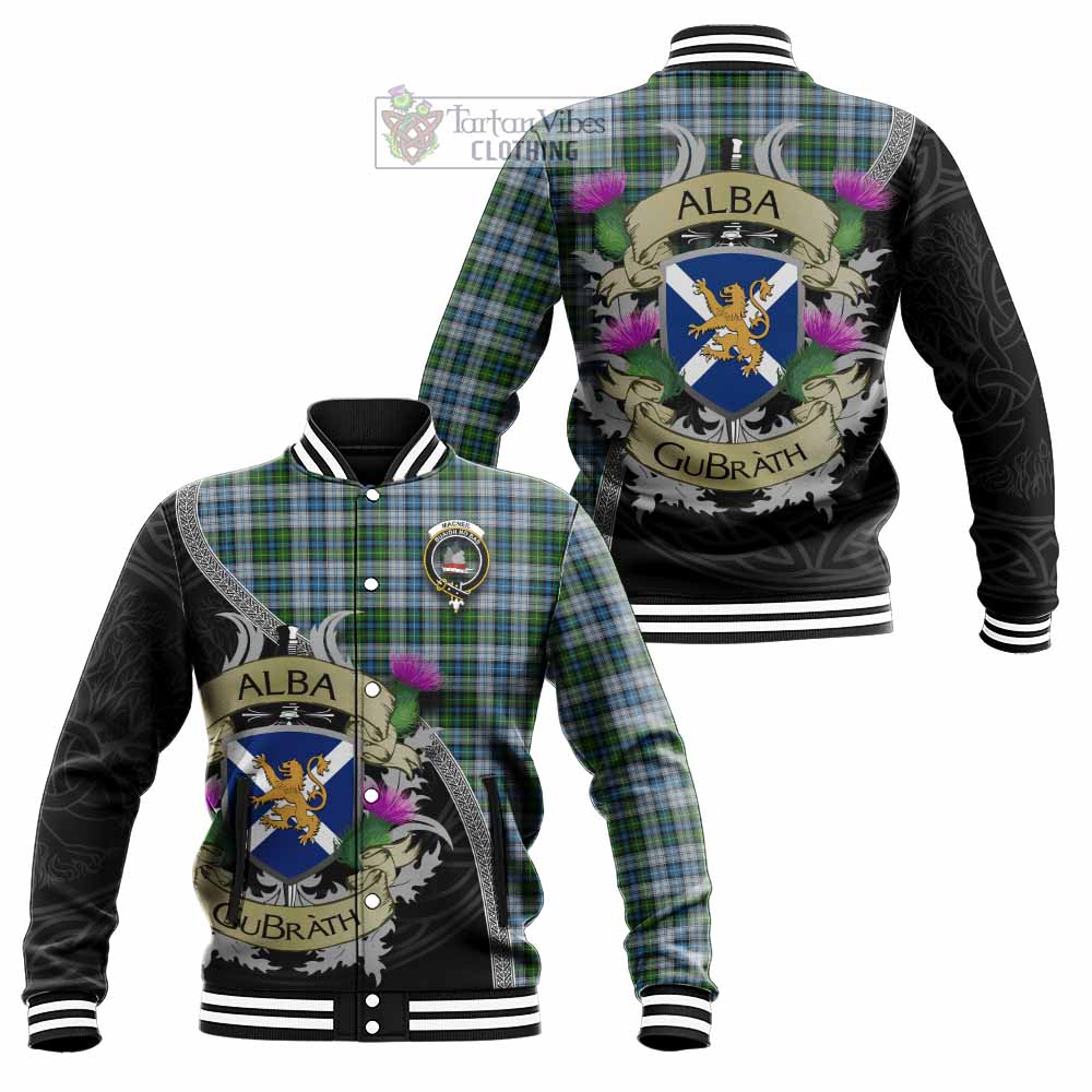 Tartan Vibes Clothing MacNeil (McNeil) Tartan Family Crest Baseball Jacket Lion Rampant Royal Thistle Shield Celtic Inspired