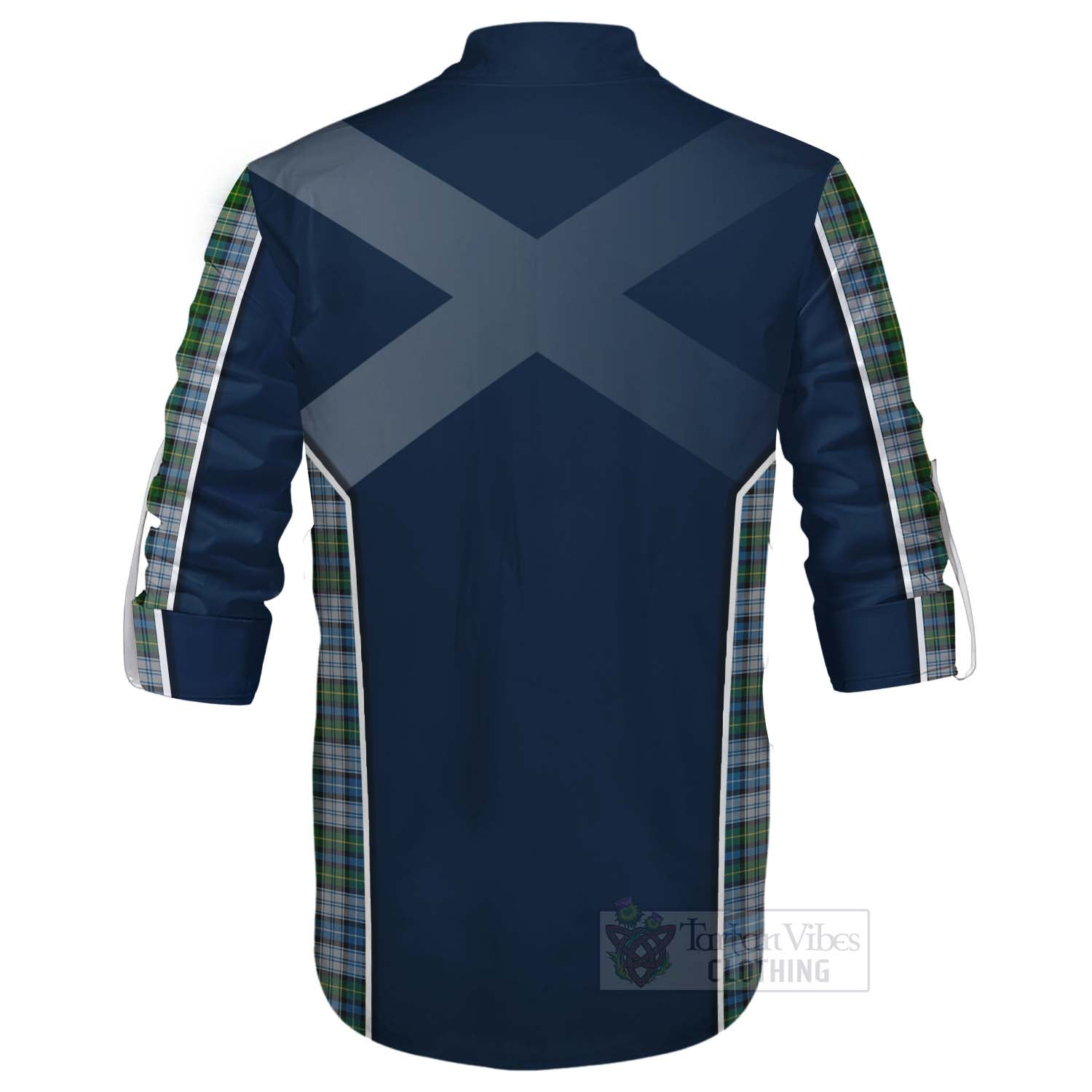 Tartan Vibes Clothing MacNeil (McNeil) Tartan Ghillie Kilt Shirt with Family Crest and Scottish Thistle Vibes Sport Style