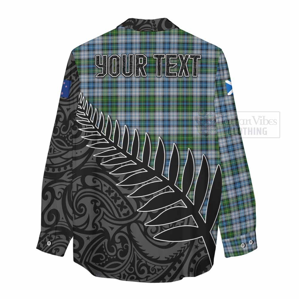 Tartan Vibes Clothing MacNeil (McNeil) Crest Tartan Women's Casual Shirt with New Zealand Silver Fern Half Style