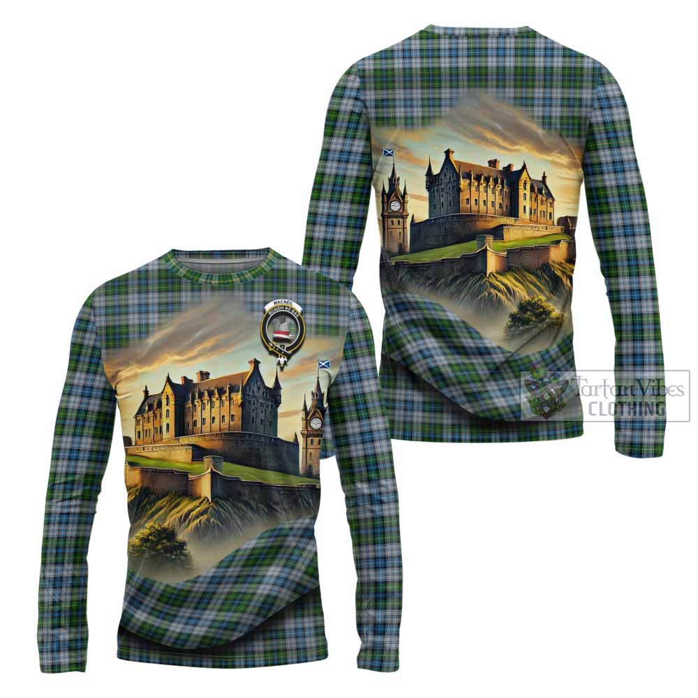 Tartan Vibes Clothing MacNeil (McNeil) Tartan Family Crest Long Sleeve T-Shirt with Scottish Ancient Castle Style