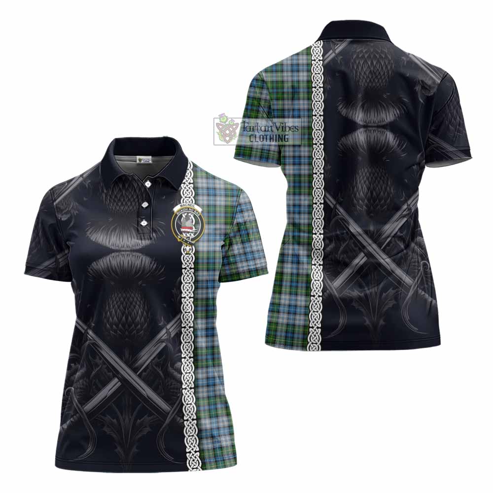 Tartan Vibes Clothing MacNeil (McNeil) Tartan Women's Polo Shirt with Family Crest Cross Sword Thistle Celtic Vibes