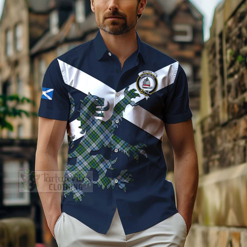 Tartan Vibes Clothing MacNeil (McNeil) Tartan Lion Rampant Short Sleeve Button Shirt – Proudly Display Your Heritage with Alba Gu Brath and Clan Name