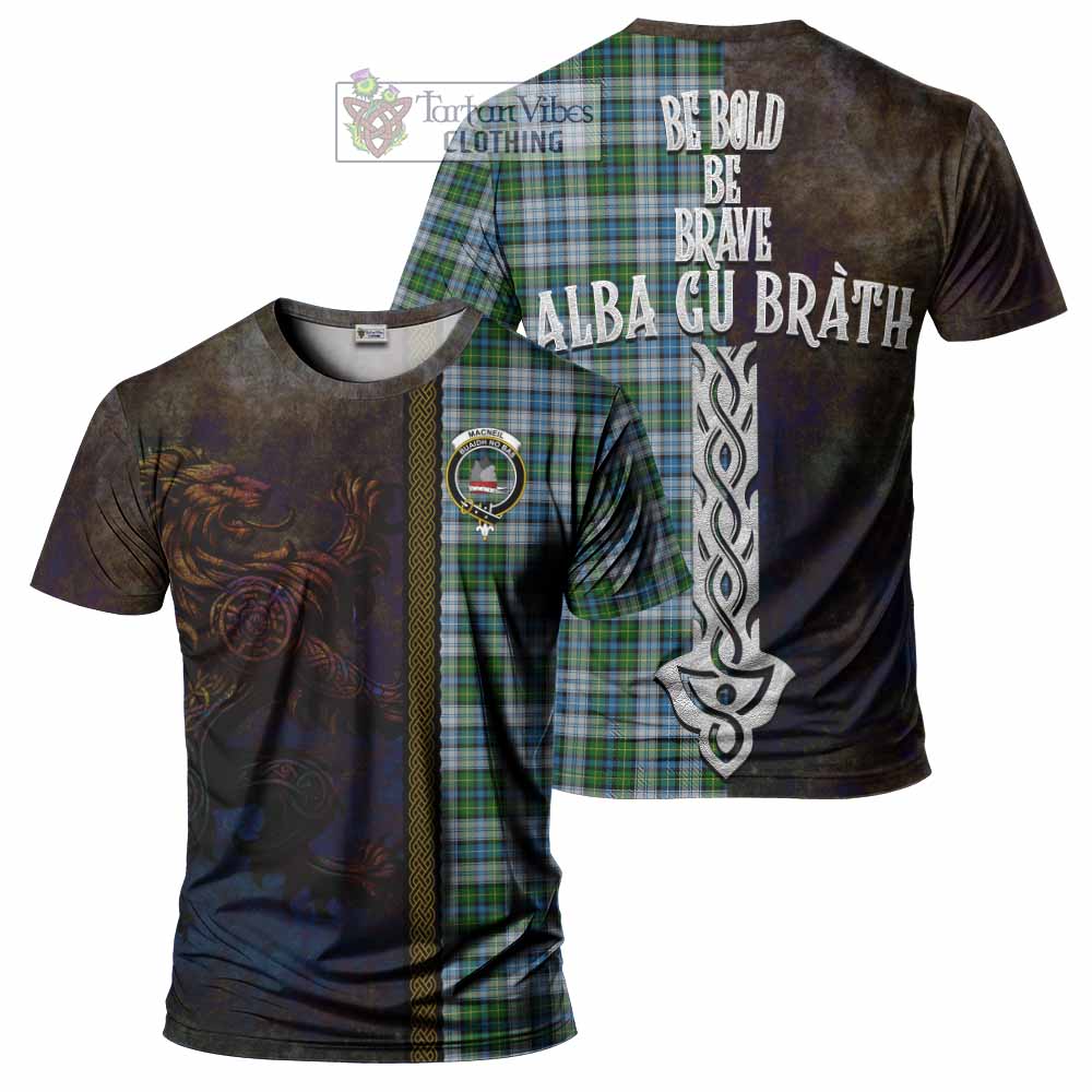 Tartan Vibes Clothing MacNeil (McNeil) Tartan Family Crest T-Shirt Alba Gu Brath Be Brave Lion Ancient Style