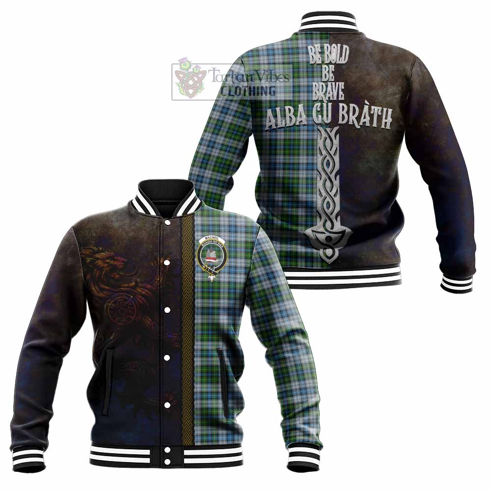 Tartan Vibes Clothing MacNeil (McNeil) Tartan Family Crest Baseball Jacket Alba Gu Brath Be Brave Lion Ancient Style