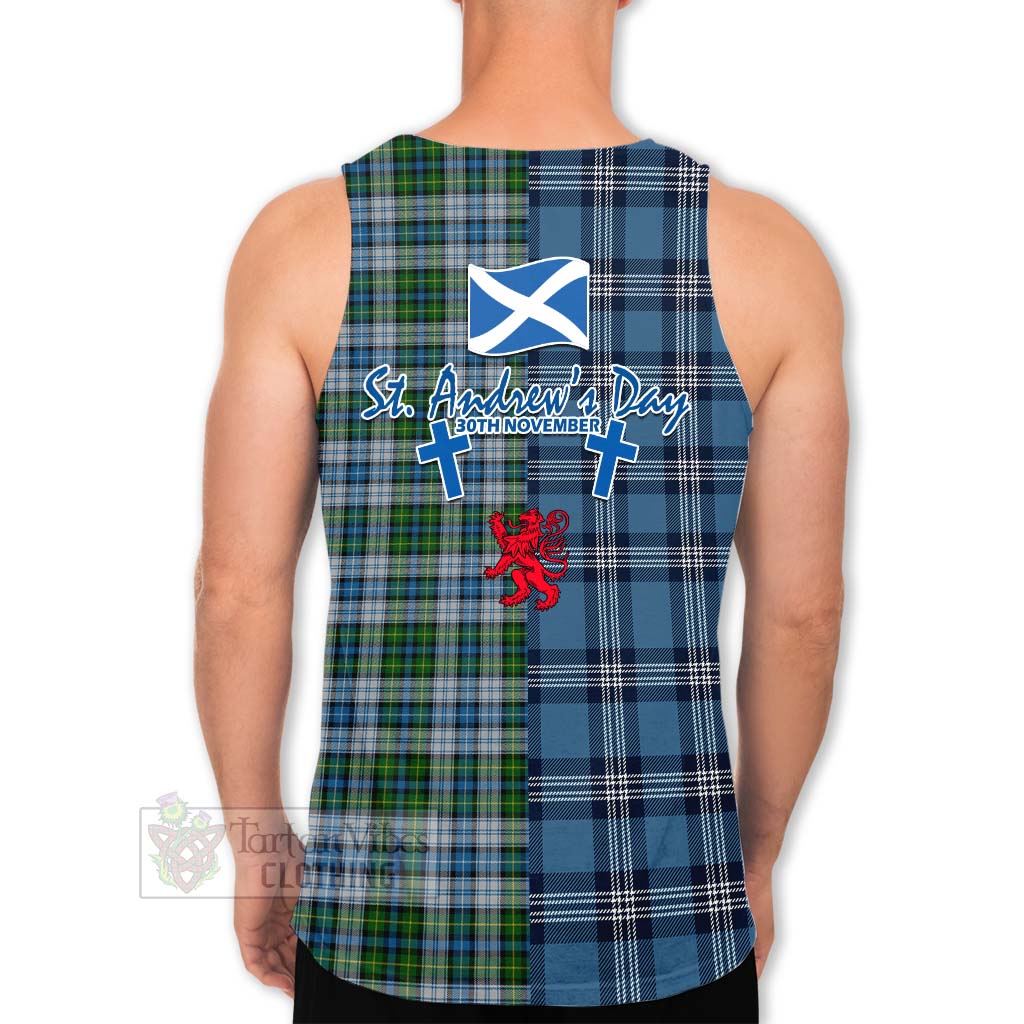 Tartan Vibes Clothing MacNeil (McNeil) Tartan Men's Tank Top Happy St. Andrew's Day Half Tartan Style