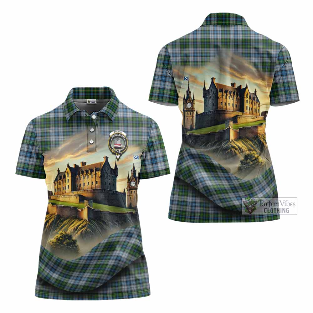 Tartan Vibes Clothing MacNeil (McNeil) Tartan Family Crest Women's Polo Shirt with Scottish Ancient Castle Stype