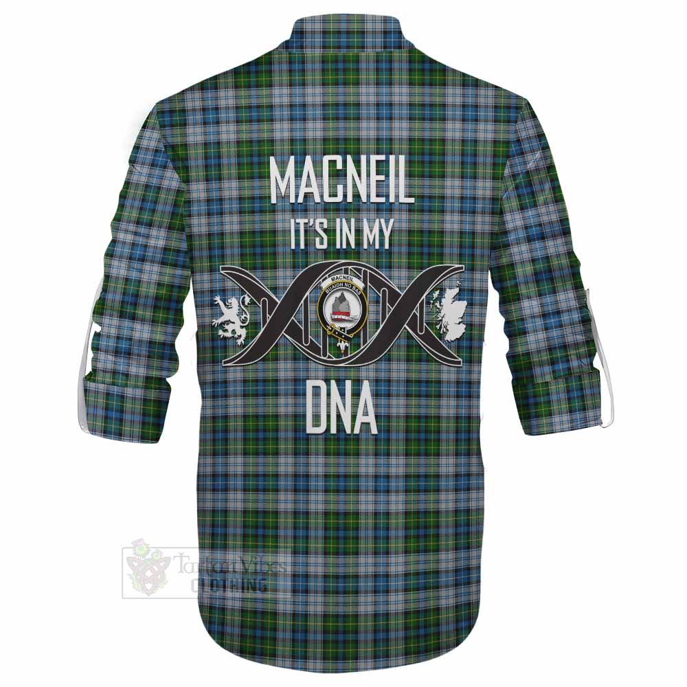 Tartan Vibes Clothing MacNeil (McNeil) Tartan Ghillie Kilt Shirt with Family Crest DNA In Me Style