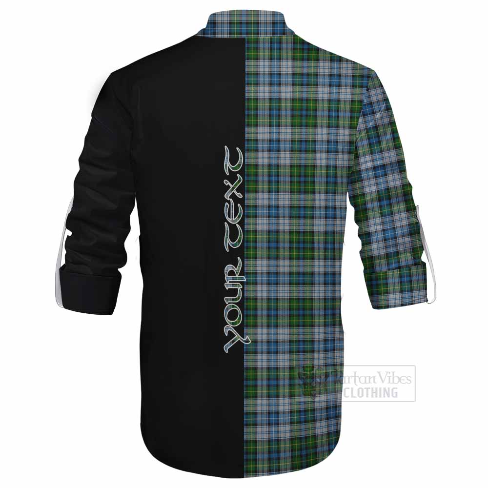 Tartan Vibes Clothing MacNeil (McNeil) Tartan Ghillie Kilt Shirt with Family Crest and Half Of Me Style