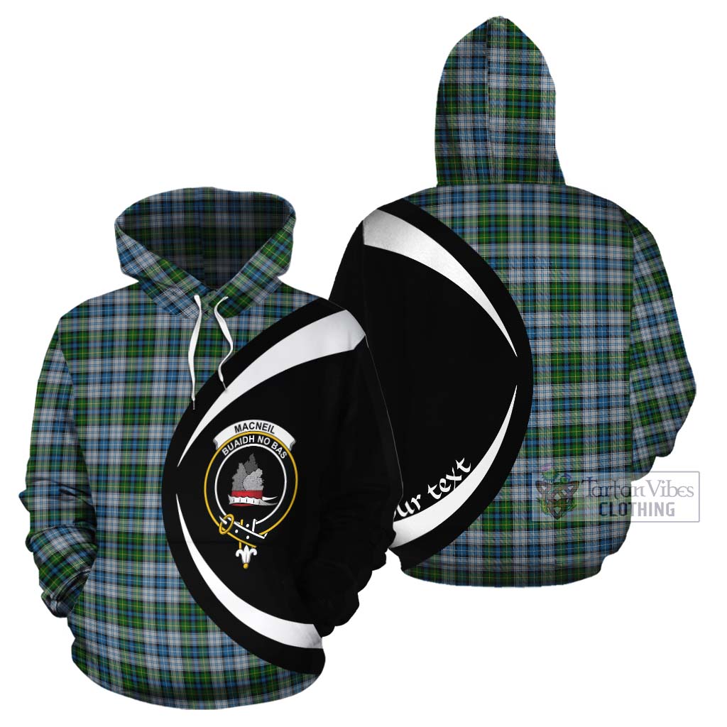 Tartan Vibes Clothing MacNeil (McNeil) Tartan Cotton Hoodie with Family Crest Circle Style
