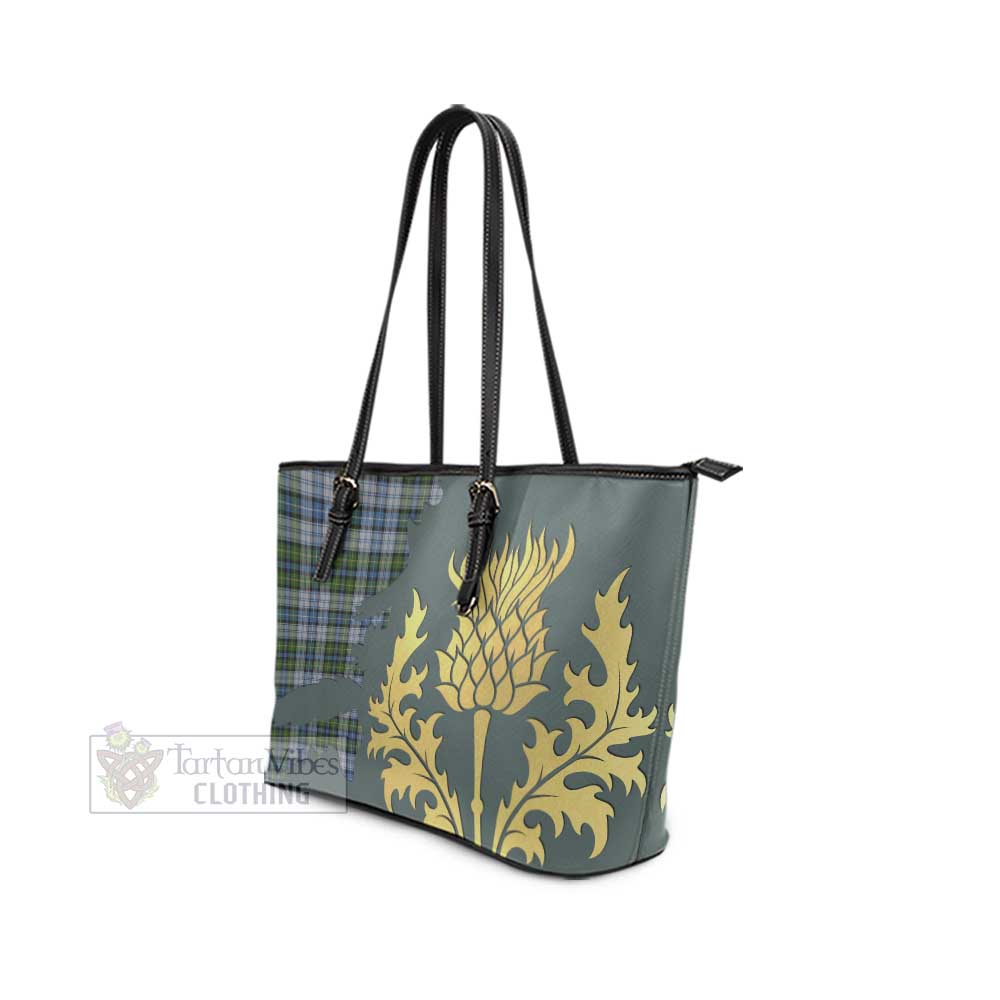 Tartan Vibes Clothing MacNeil (McNeil) Tartan Leather Tote Bag Gold Thistle Style
