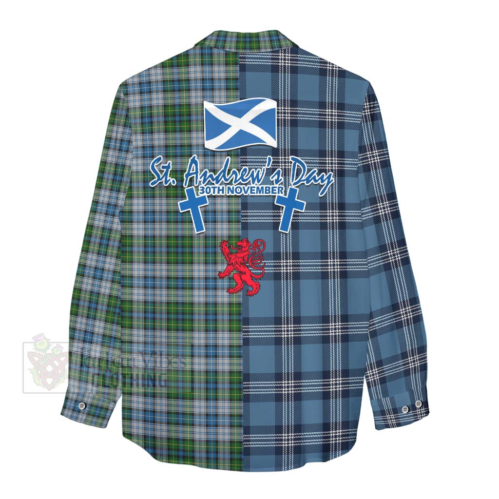 Tartan Vibes Clothing MacNeil (McNeil) Tartan Women's Casual Shirt Happy St. Andrew's Day Half Tartan Style