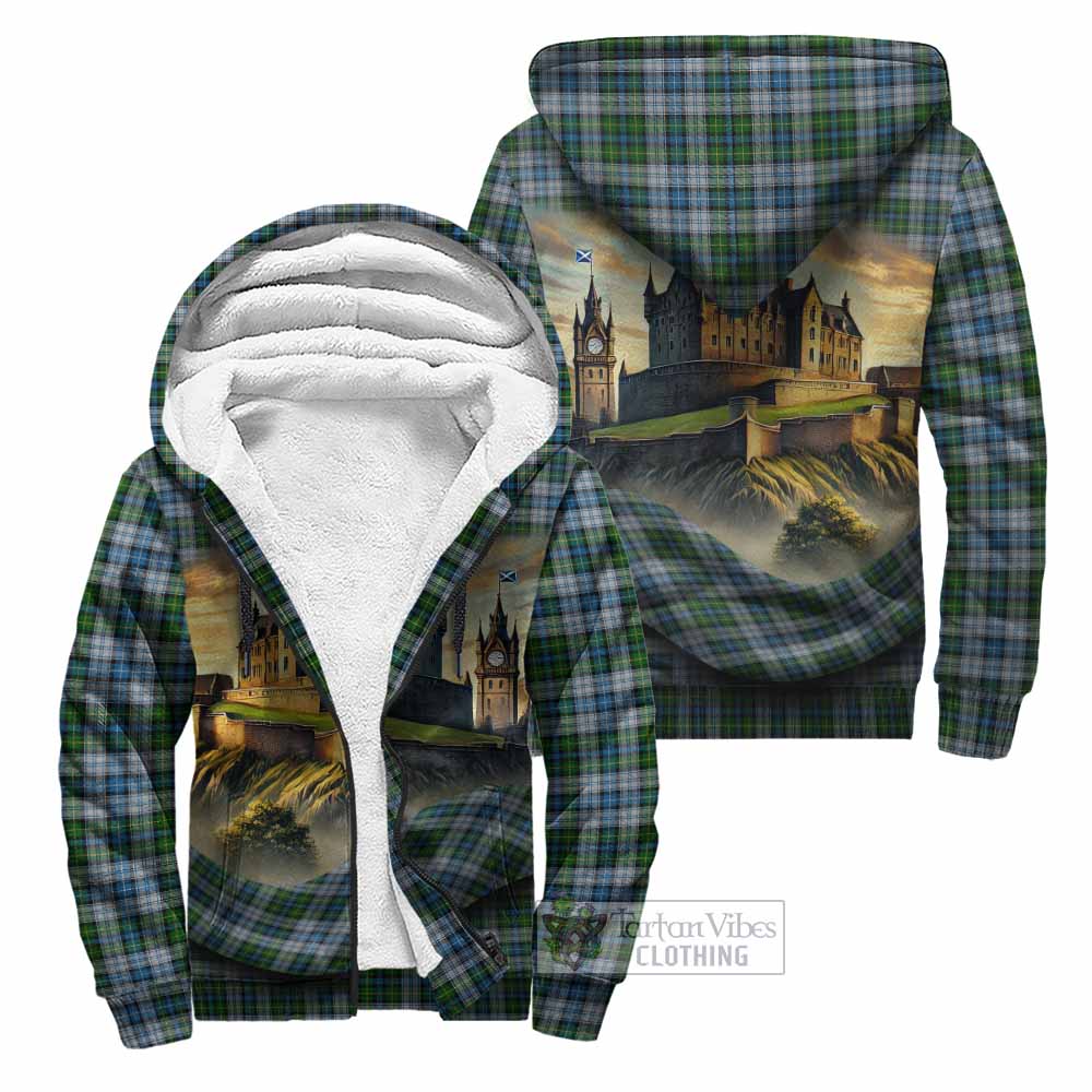 Tartan Vibes Clothing MacNeil (McNeil) Tartan Family Crest Sherpa Hoodie with Scottish Ancient Castle Style