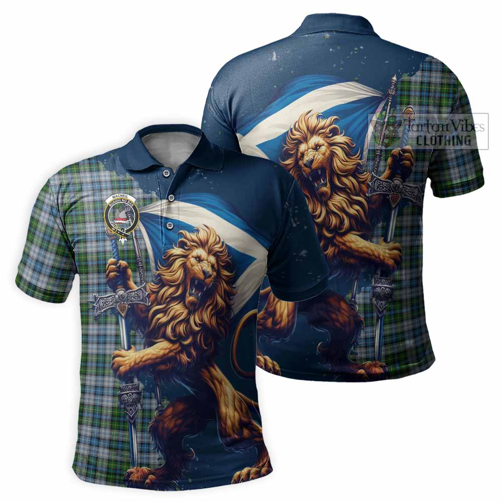 Tartan Vibes Clothing MacNeil (McNeil) Tartan Family Crest Men's Polo Shirt with Scottish Majestic Lion