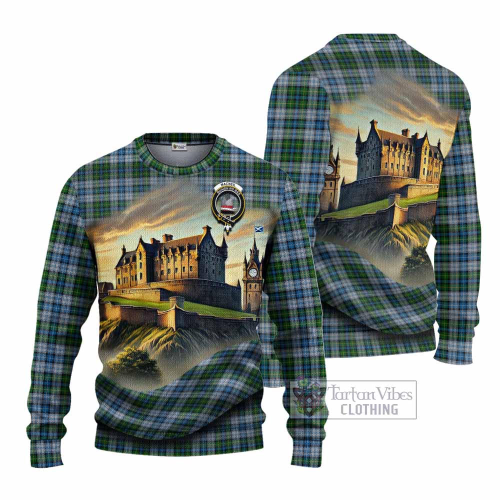 Tartan Vibes Clothing MacNeil (McNeil) Tartan Family Crest Knitted Sweater with Scottish Ancient Castle Style