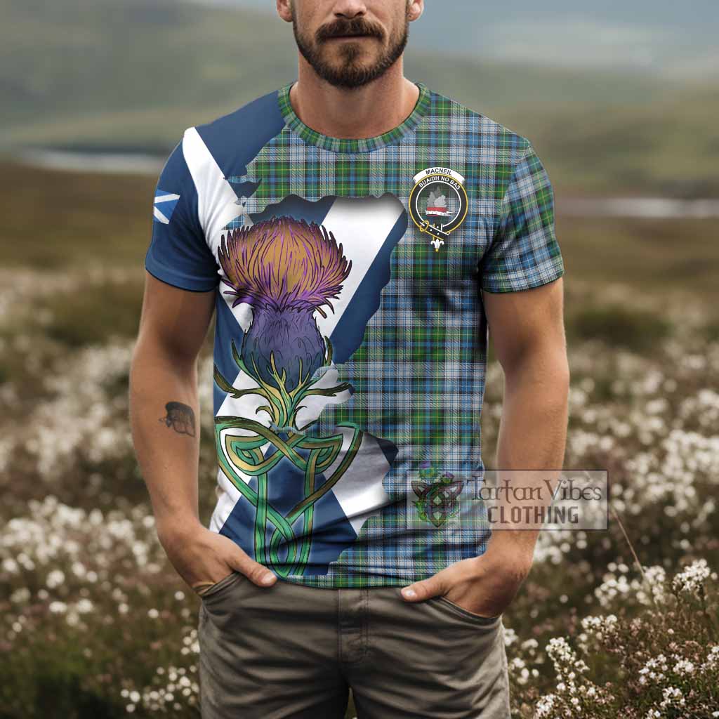 Tartan Vibes Clothing MacNeil (McNeil) Tartan Family Crest T-Shirt Scottish Thistle Celtic Inspired