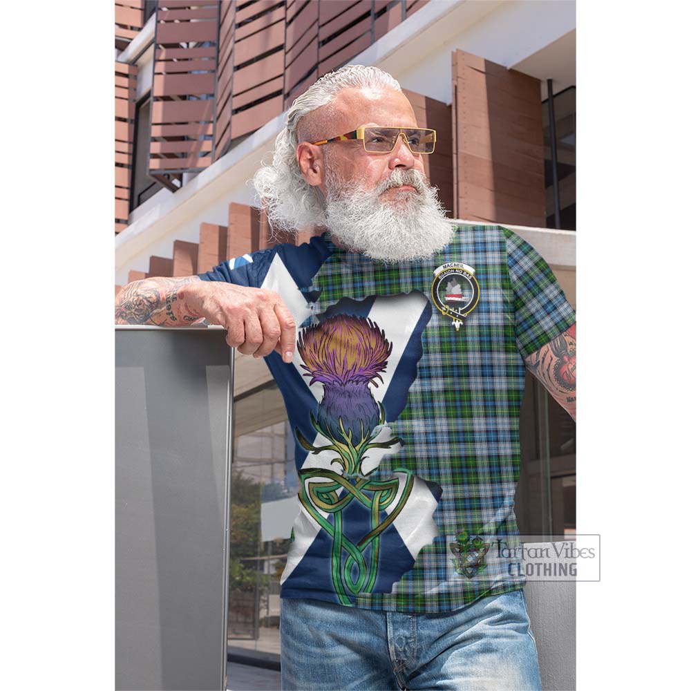 Tartan Vibes Clothing MacNeil (McNeil) Tartan Family Crest Cotton T-shirt Scottish Thistle Celtic Inspired
