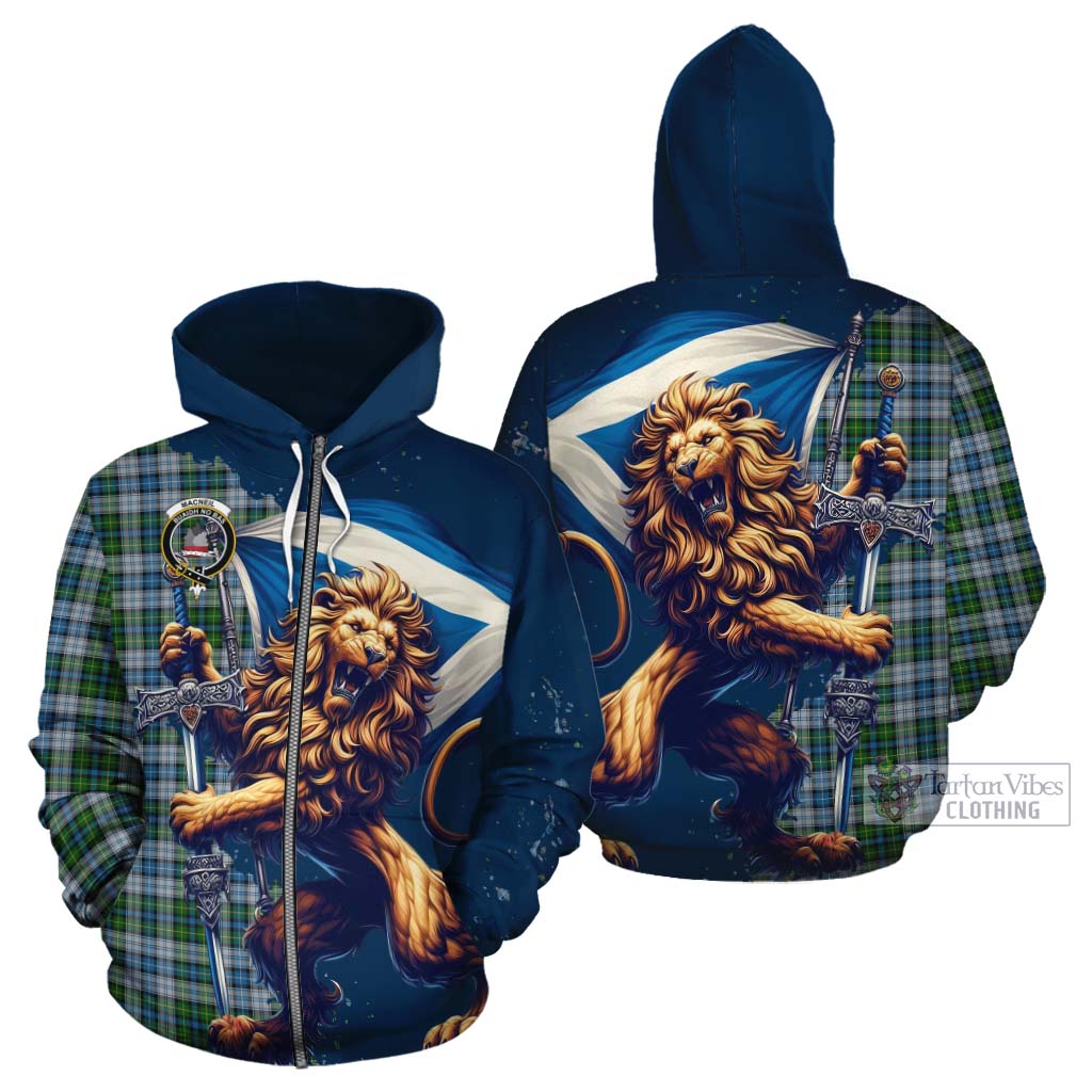 Tartan Vibes Clothing MacNeil (McNeil) Tartan Family Crest Cotton Hoodie with Scottish Majestic Lion