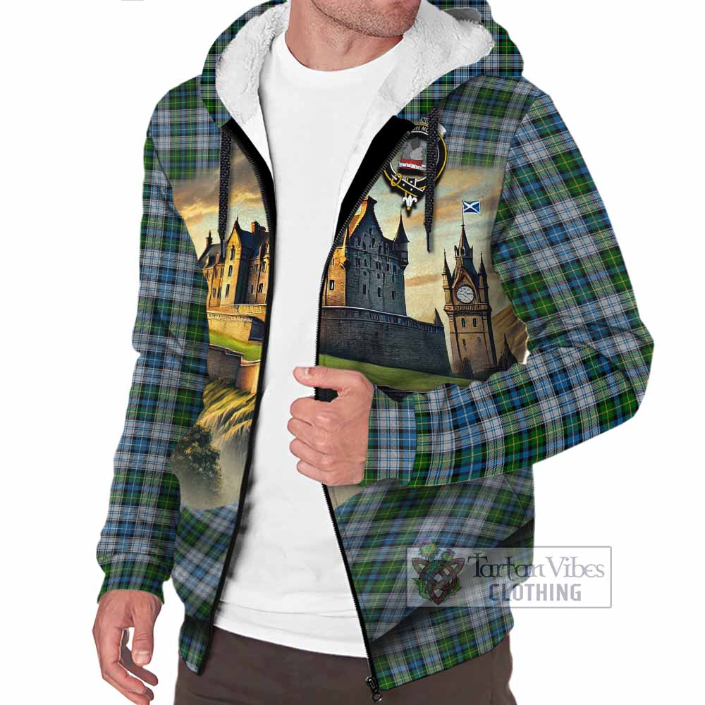 Tartan Vibes Clothing MacNeil (McNeil) Tartan Family Crest Sherpa Hoodie with Scottish Ancient Castle Style