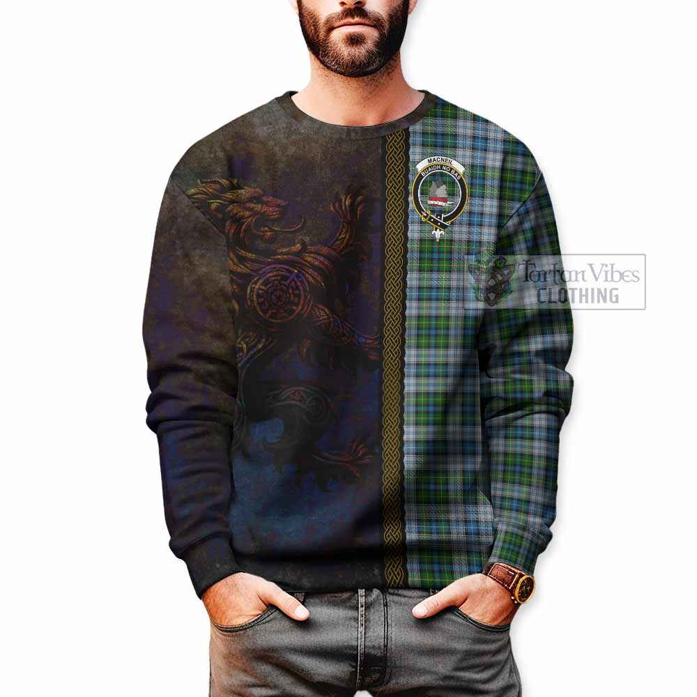 Tartan Vibes Clothing MacNeil (McNeil) Tartan Family Crest Sweatshirt Alba Gu Brath Be Brave Lion Ancient Style