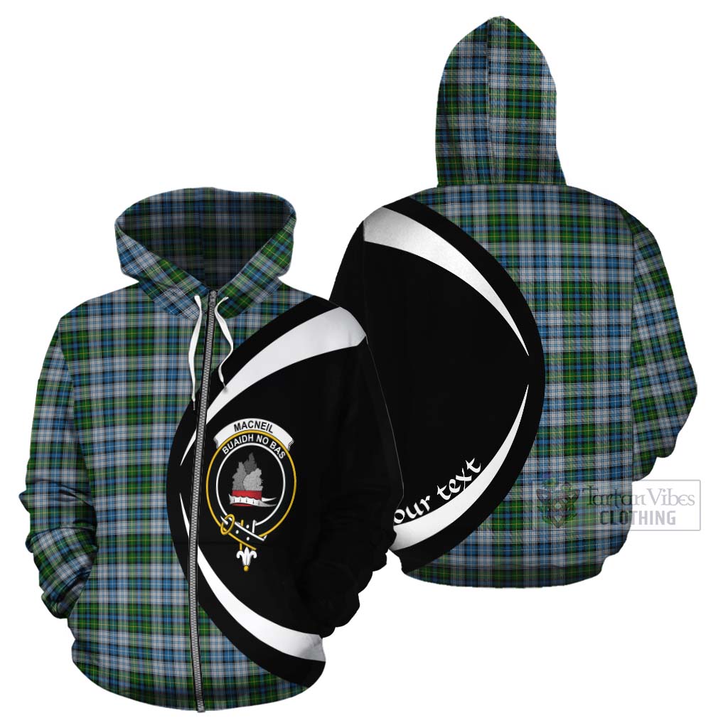 Tartan Vibes Clothing MacNeil (McNeil) Tartan Cotton Hoodie with Family Crest Circle Style