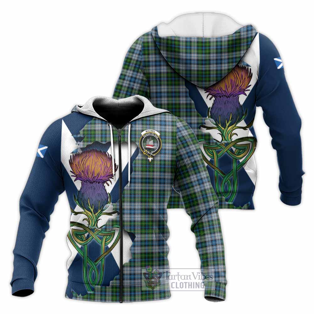 Tartan Vibes Clothing MacNeil (McNeil) Tartan Family Crest Knitted Hoodie Scottish Thistle Celtic Inspired