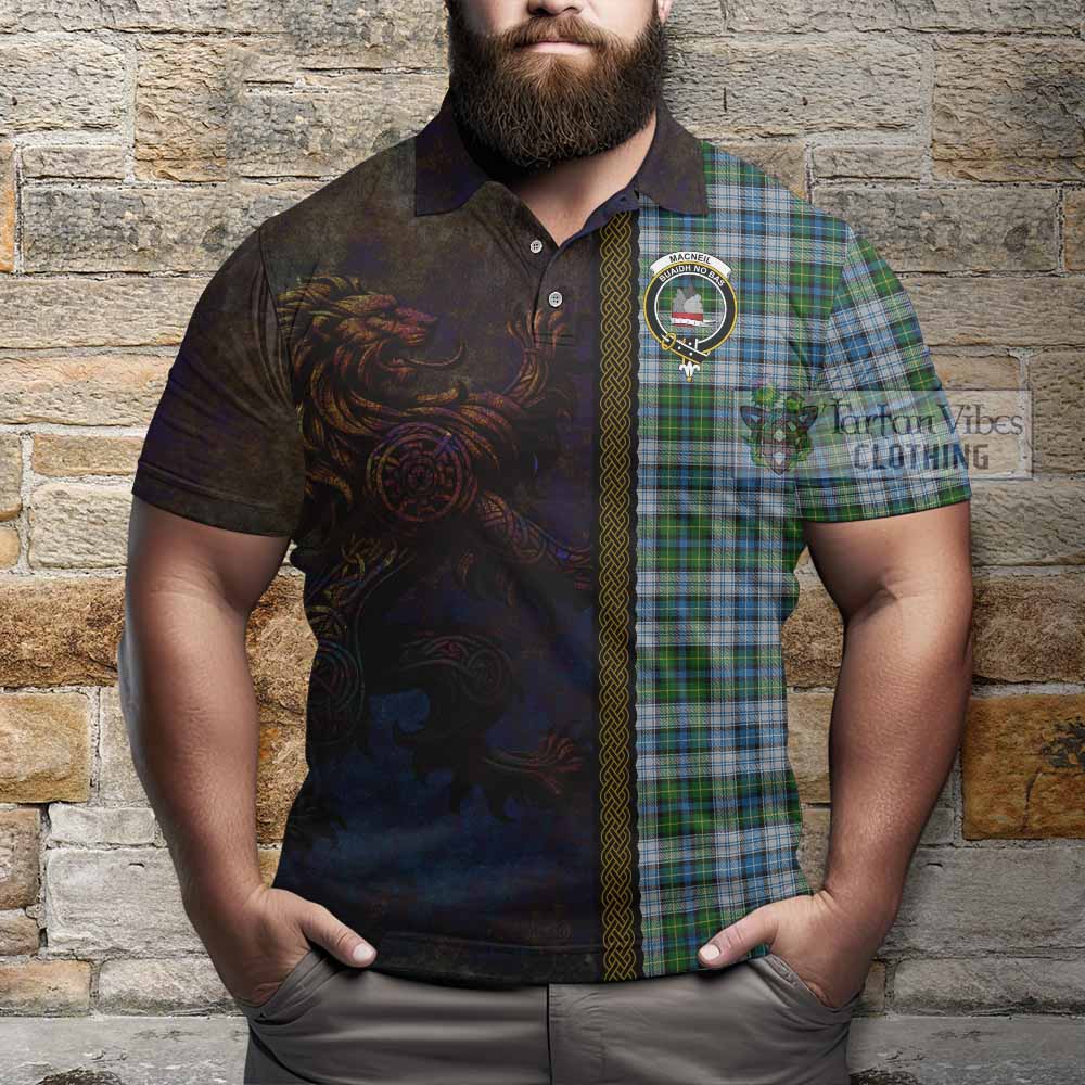 Tartan Vibes Clothing MacNeil (McNeil) Tartan Family Crest Polo Shirt Alba Gu Brath Be Brave Lion Ancient Style