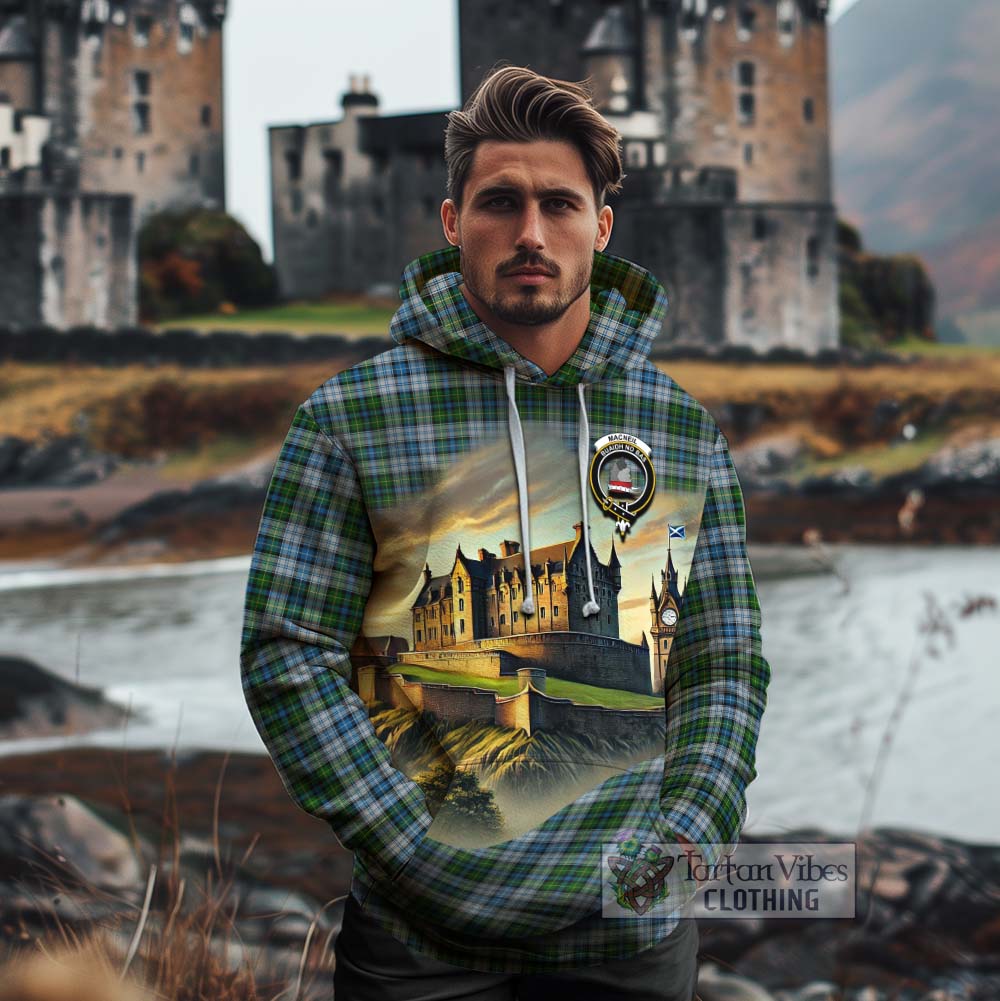 Tartan Vibes Clothing MacNeil (McNeil) Tartan Family Crest Cotton Hoodie with Scottish Ancient Castle Style