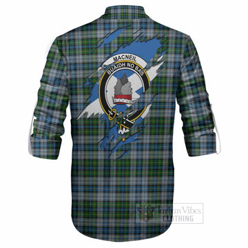 MacNeil (McNeil) Clan Crest In Me Tartan Ghillie Shirt Scotland Flag Style