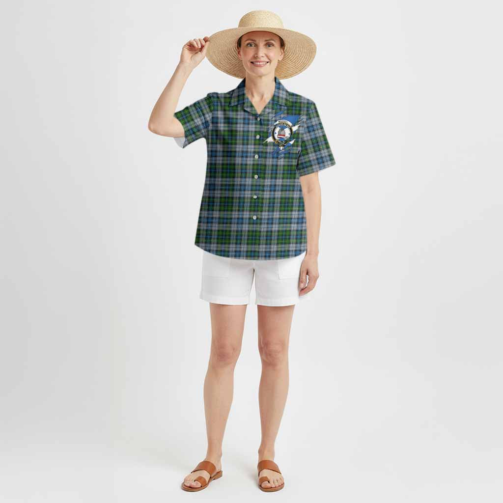 MacNeil (McNeil) Clan Crest In Me Tartan Hawaiian Shirt Scotland Flag Style