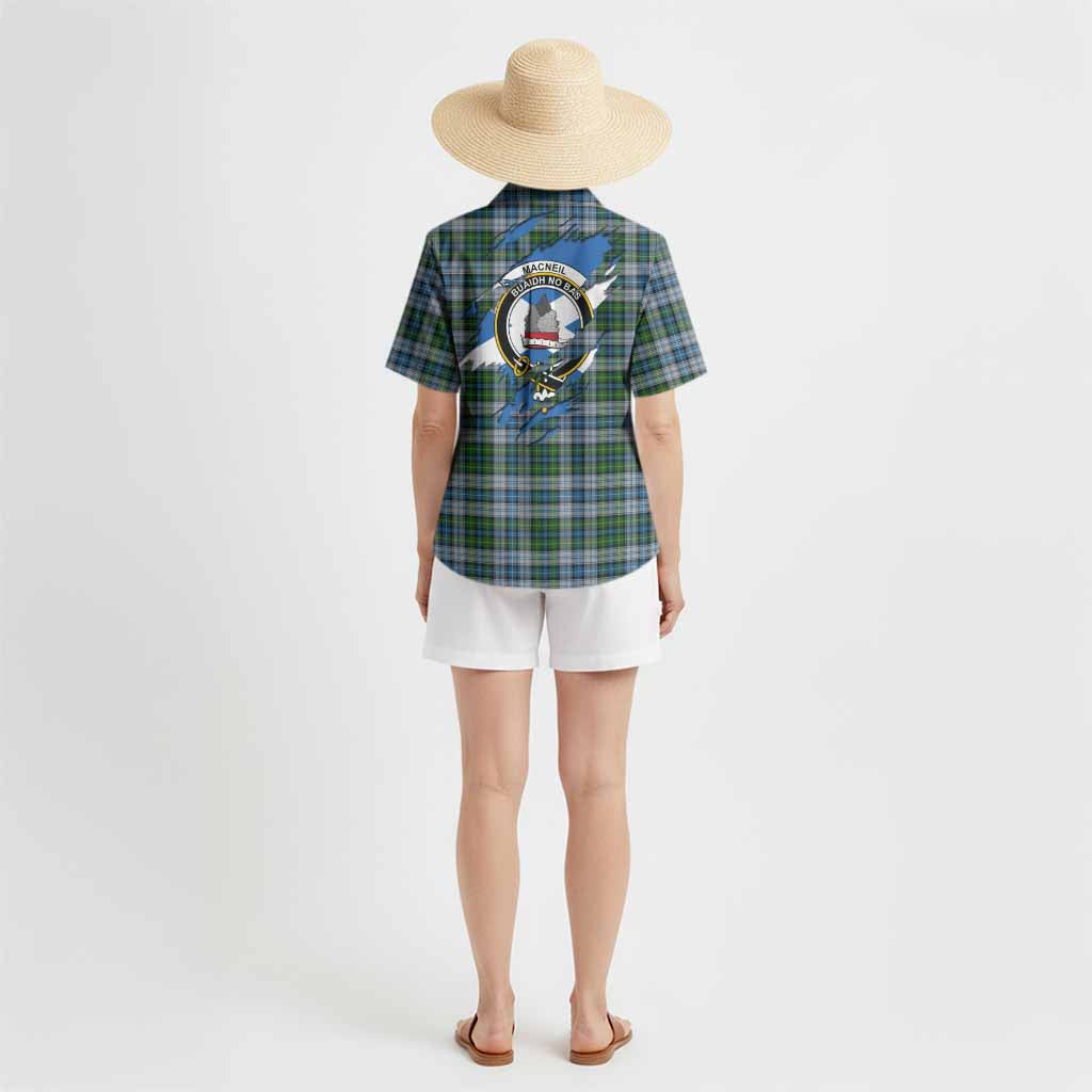 MacNeil (McNeil) Clan Crest In Me Tartan Hawaiian Shirt Scotland Flag Style
