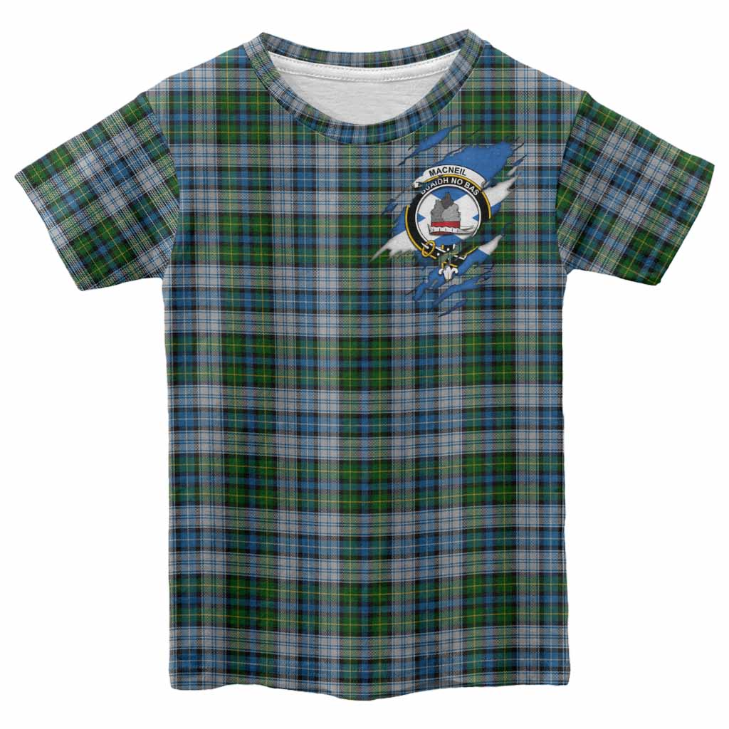 MacNeil (McNeil) Clan Crest In Me Tartan Kid T-shirt Scotland Flag Style