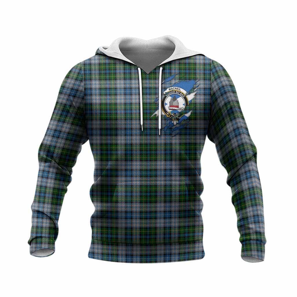 MacNeil (McNeil) Clan Crest In Me Tartan Knitted Hoodie Scotland Flag Style