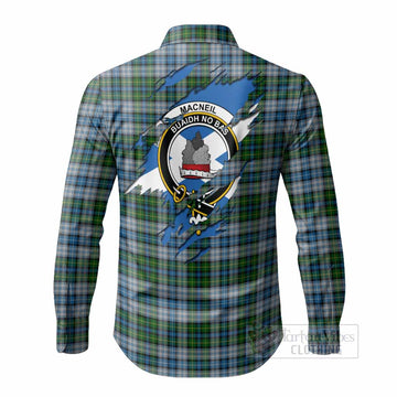 MacNeil (McNeil) Clan Crest In Me Tartan Long Sleeve Button Shirts Scotland Flag Style