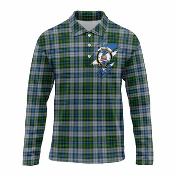 MacNeil (McNeil) Clan Crest In Me Tartan Long Sleeve Polo Shirt Scotland Flag Style