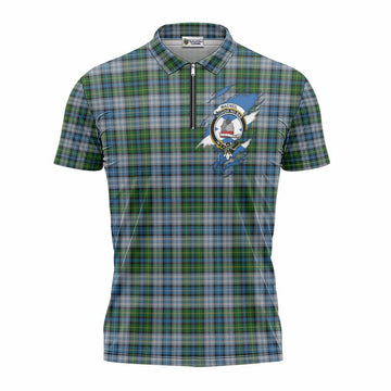 MacNeil (McNeil) Clan Crest In Me Tartan Zipper Polo Shirt Scotland Flag Style