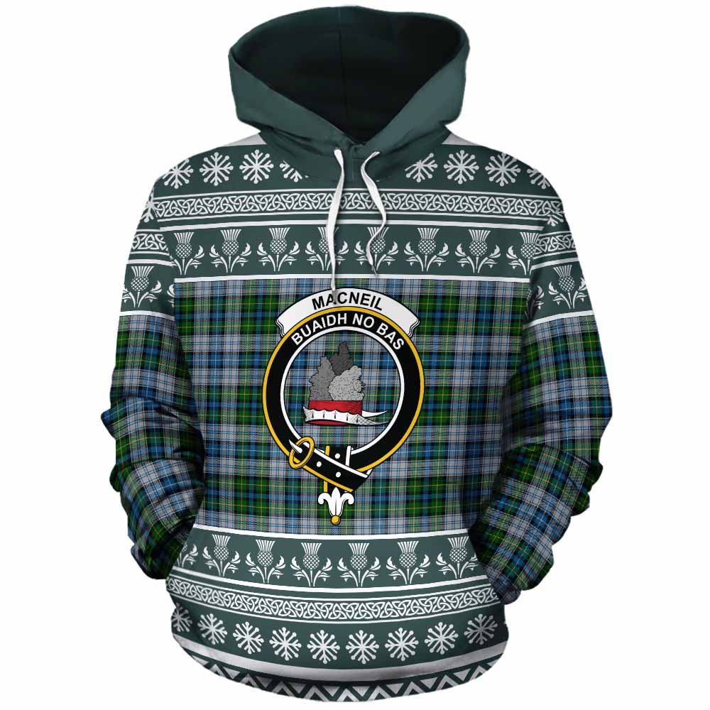 MacNeil (McNeil) Clan Tartan Christmas Cotton Hoodie with Family Crest - Tartan Vibes Clothing