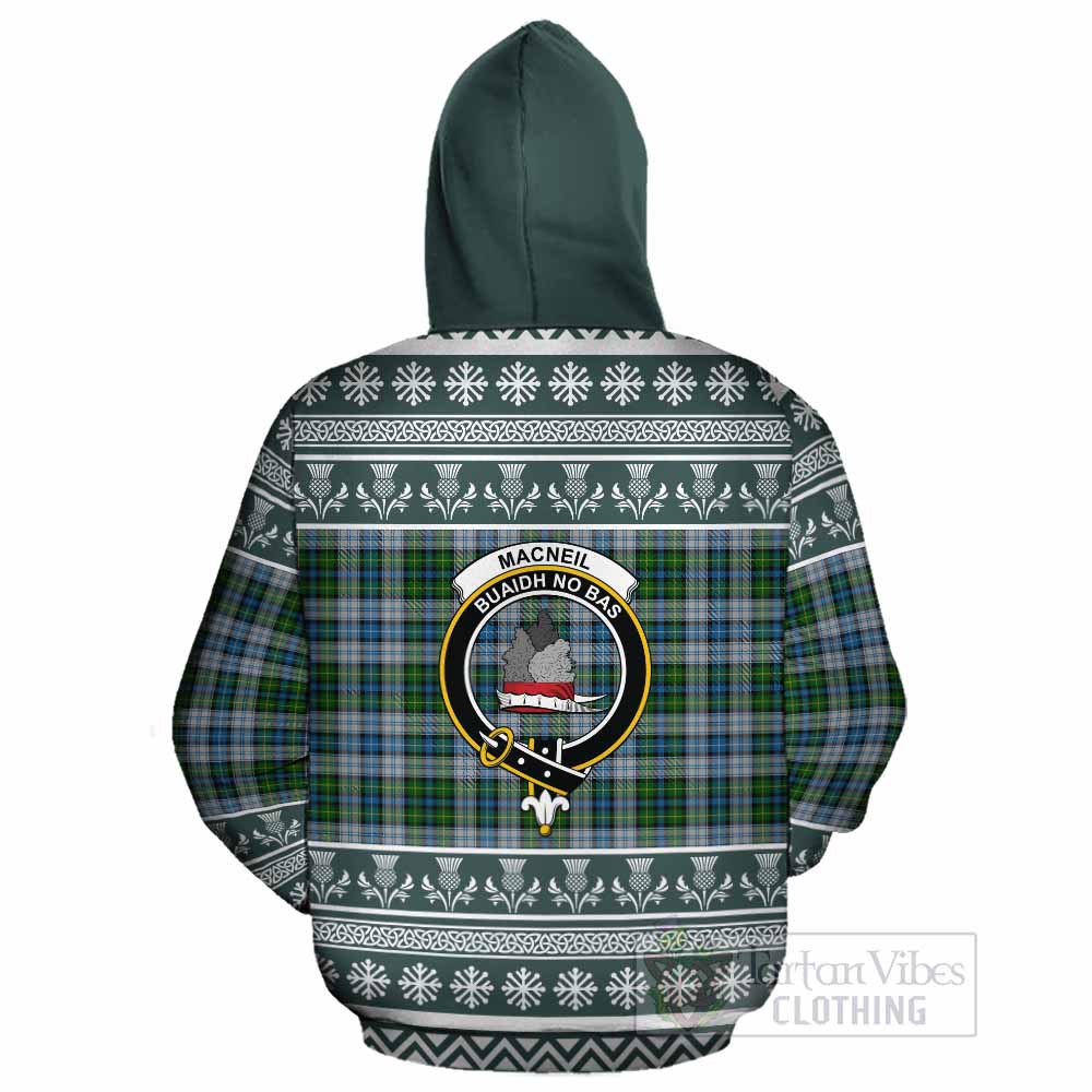 MacNeil (McNeil) Clan Tartan Christmas Cotton Hoodie with Family Crest - Tartan Vibes Clothing