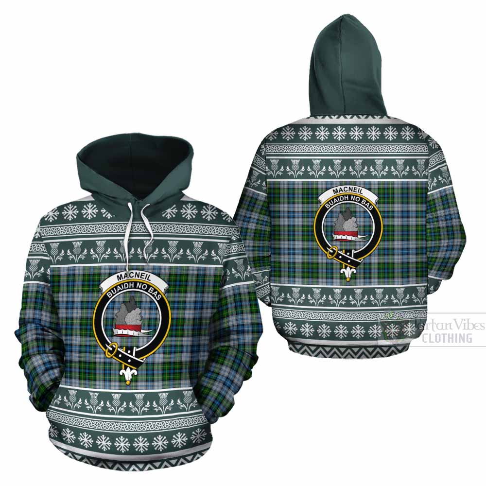 MacNeil (McNeil) Clan Tartan Christmas Cotton Hoodie with Family Crest - Tartan Vibes Clothing