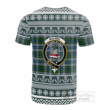 MacNeil (McNeil) Clan Tartan Christmas Cotton T-shirt with Family Crest